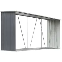 vidaXL Houtopslag van verzinkt staal, 330x84x152 cm, grijs