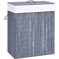 vidaXL Wasmand met 1 vak 83 L bamboe grijs