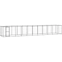 vidaXL Hondenkennel met dak 26,62 m² staal