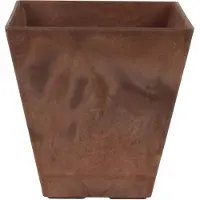 Ter Steege Bloempot/plantenpot vierkant van gerecycled kunststof terra bruin D30 en H30 cm - Plantenbakken