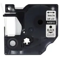 Rillprint compatible D1 tape voor Dymo 40910, 9 mm, zwart op transparant