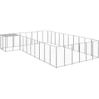 vidaXL Hondenkennel 19,36 m² staal zilverkleurig