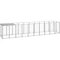 vidaXL Hondenkennel 6,05 m² staal zilverkleurig
