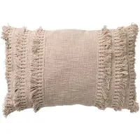 Dutch decor - FARA - Kussenhoes 40x60 cm - 100% katoen - met franjes - Pumice Stone - beige
