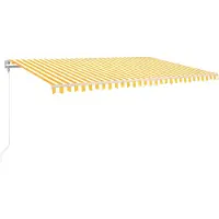 vidaXL Luifel automatisch met LED en windsensor 500x300 cm geel en wit