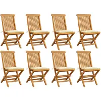 vidaXL Inklapbare stoelen 8 st met crèmekleurige kussens