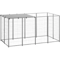vidaXL Hondenkennel 2,42 m² staal zilverkleurig