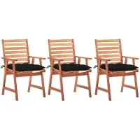 vidaXL Tuinstoelen 3 st met kussens massief acaciahout