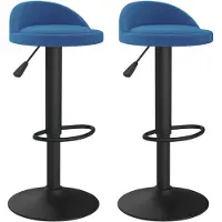 vidaXL Barkrukken 2 st fluweel blauw