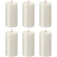 Bolsius Stompkaarsen Shimmer 4 st rustiek 130x68 mm ivoorkleurig