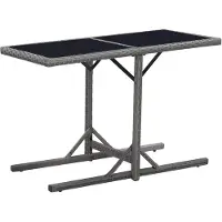 vidaXL Tuintafel, zwart, 110x53x72 cm, glas en polyrotan