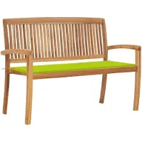 vidaXL Stapelbare tuinbank met kussen, 128,5 cm, massief teakhout
