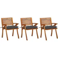 vidaXL Tuinstoelen 3 st met kussens massief acaciahout