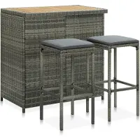 vidaXL 3-delige Barset poly rattan grijs