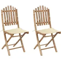 vidaXL Opklapbare stoelen (2 stuks) met kussens, bamboe