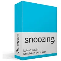 Snoozing - Katoen-satijn - Hoeslaken - Extra Hoog - 140x220 - Turquoise