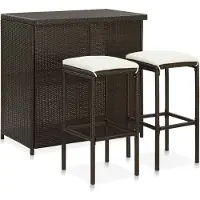 vidaXL 3-delige Barset poly rattan bruin