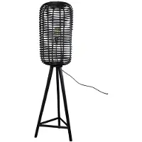 Sweet living Rotan Vloerlamp Zwart - ?36xh140 Cm