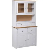 vidaXL Hoge kast Panama Range 93x40,5x180 cm massief grenenhout wit