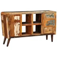 vidaXL Kast met 1 deur, 4 schappen en 3 lades massief gerecycled hout