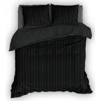 Satin d'or Dekbedovertrek Streep Zwart Satijn-260 x 200 / 220 cm | Extra Breed