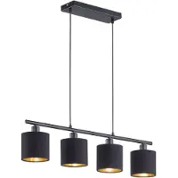 TRIO Eetkamer hanglamp Tommy 4-lichts zwart met gouden binnenkant