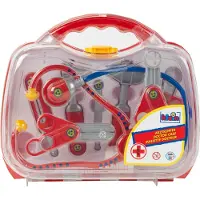 Klein Toys transparante artsenkoffer - incl. speelgoedinstrumenten - 27,5x9,5x23,5 cm - rood