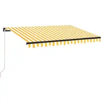 vidaXL Luifel handmatig uittrekbaar met LED 350x250 cm geel en wit