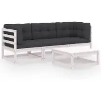 vidaXL 4-delige loungeset voor de tuin met kussens, gemaakt van massief grenenhout