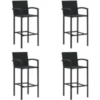 vidaXL Barkrukken 4 st poly rattan zwart