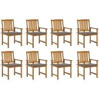 vidaXL Tuinstoelen met kussens, 8 stuks, massief acaciahout