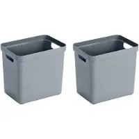 Blokker 2x Blauwgrijze Opbergboxen/opbergmanden 25 Liter Kunststof - Opbergbox