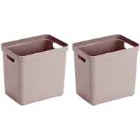 Sunware 2x Kunststof opbergbakken/opbergmanden roze 25 liter - Opbergbox