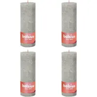 Bolsius Stompkaarsen Shine 4 st rustiek 190x68 mm zandgrijs
