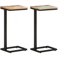 vidaXL Bijzettafels 2 st 31,5x24,5x64,5 cm massief gerecycled hout