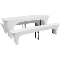 vidaXL Hoezen voor biertafel en banken stretch wit 3 stuks 220 x 70 x 80 cm