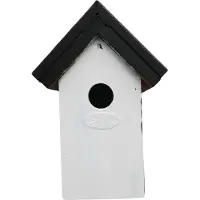 Lifetime Garden Houten vogelhuisje/nestkastje 22 cm - zwart/wit DHZ schilderen pakket - Vogelhuisjes