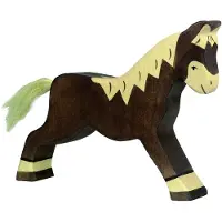 Holztiger Figurine - - 80034 - Lopende Paard - Handafgewerkt Hout - Donkerbruin - 17,5 cm