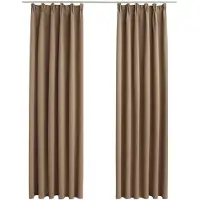 vidaXL Gordijnen verduisterend met haken 2 st 140x225 cm taupe