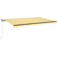 vidaXL Luifel automatisch met LED en windsensor 500x350 cm geel wit