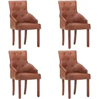vidaXL Eetkamerstoelen 4 st echt geitenleer bruin