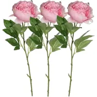 Mica Decorations 3x stuks mica roze kunst pioenrozen/roos kunstbloemen 76 cm decoraties - Kunstbloemen