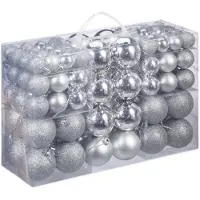 Relaxdays Kerstballen - 100x st - zilver - D3, D4, D6 cm - kunststof - Kerstbal