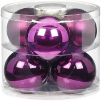 Bellatio 6x Paarse Glazen Kerstballen 10 Cm Glans En Mat - Kerstbal