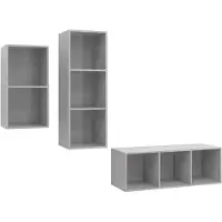 vidaXL 3-delige TV-meubelset, betonkleur, houtvezel