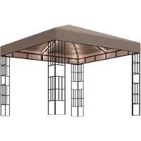 vidaXL Prieel met LED-lichtslinger 3x3 m taupe