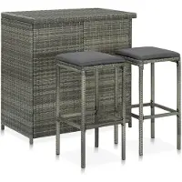 vidaXL 3-delige Barset poly rattan grijs