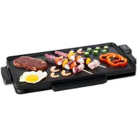 Moa Tafelgrill - Grillplaat - Bakplaat - Teppanyaki - Elektrisch - 56 x 30 cm - Regelbare Thermostaat - Anti-aanbaklaag - TG203B - Zwart
