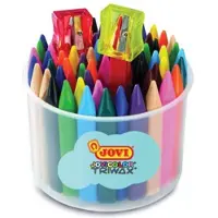 Jovi Jumbo Easy Grip Jar With 72 Triangular Wax Crayons Assorted Veelkleurig