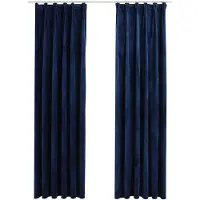 vidaXL Gordijnen verduisterend 2 st met haken 140x225 cm fluweel blauw